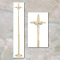  Risen Christ Standing Floor Processional Crucifix - Satin Brass 